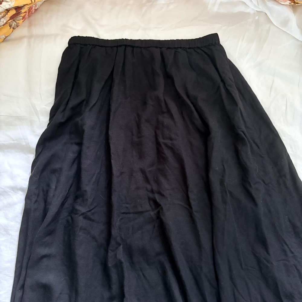 Black Linen Midi Skirt